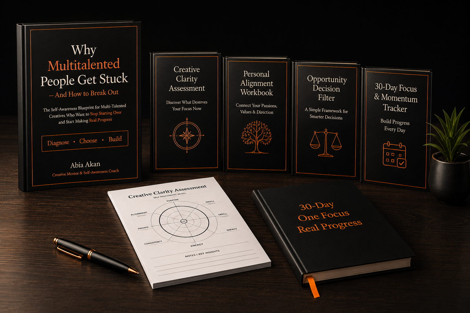 Complete bundle mockup for Why Multitalented People Get Stuck and bonuses